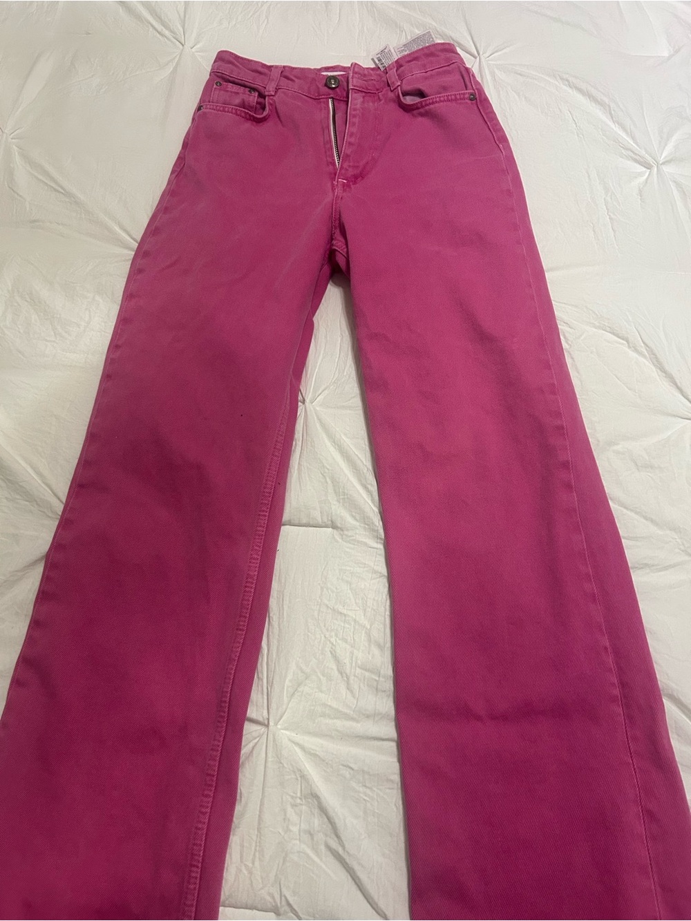 Zara Fuchsia Flared Wide-Leg Jeans